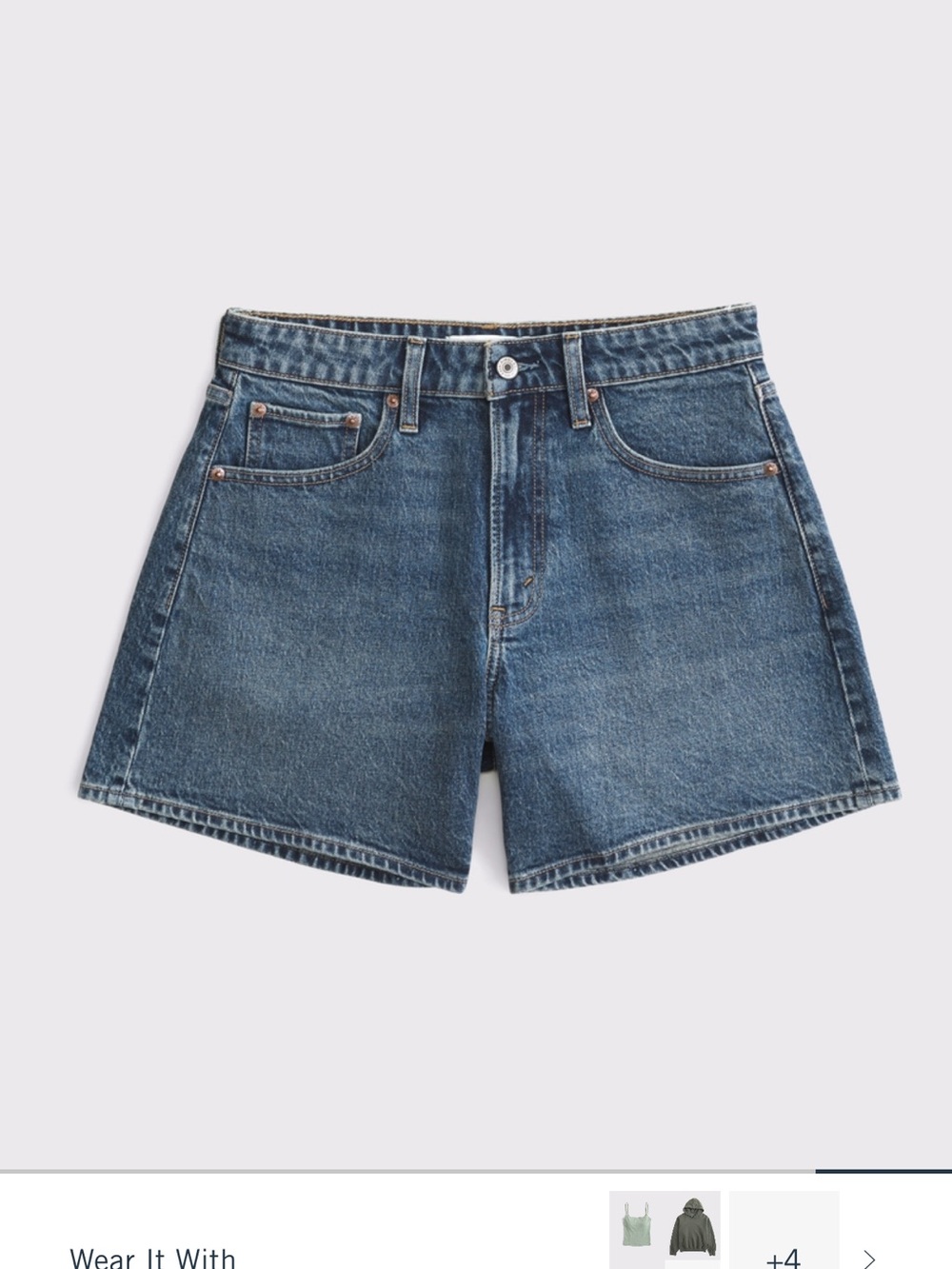 Abercrombie & Fitch Women's Mid-Blue Denim Shorts